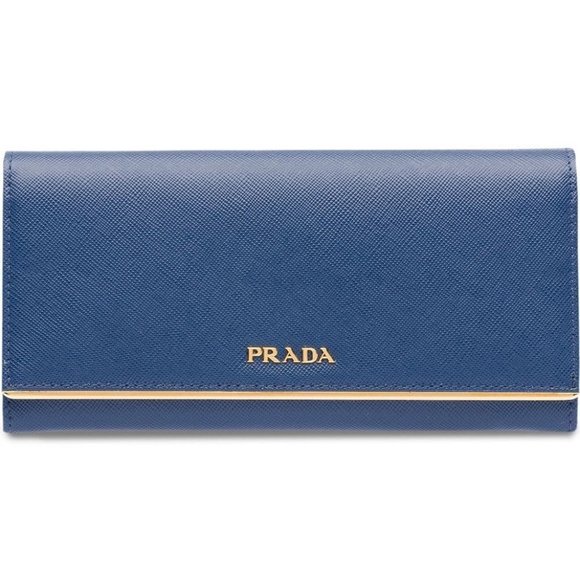 Prada Handbags - Authentic Prada Blue Saffiano Leather Flap Wallet